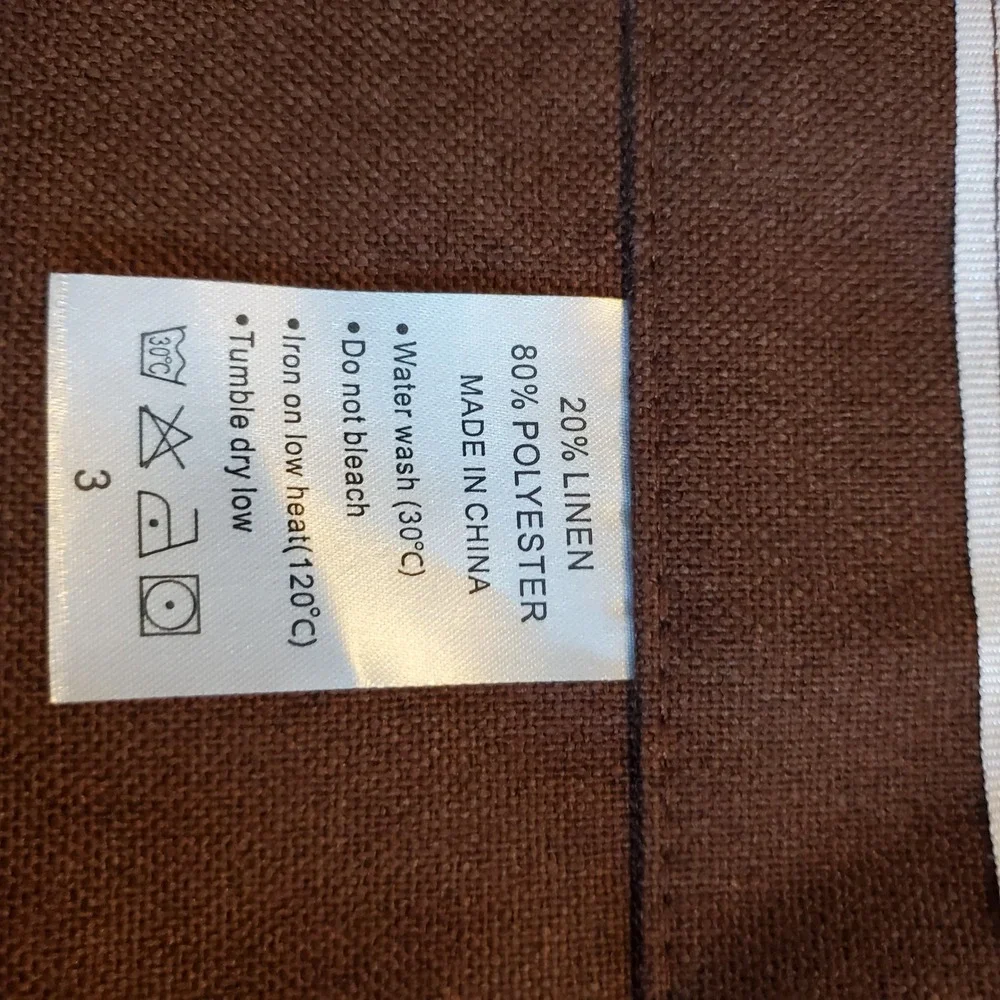 2 Chocolate Brown‎ Linen Blend Back Tab Curtain Panels 52x102 Solid Textured